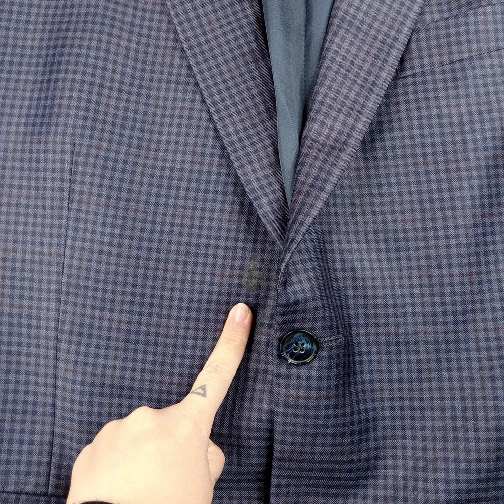Peter Millar Blazer Mens 42 Blue Check Sport Coat Jacket Two Button‎ Formal*